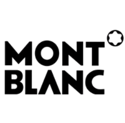 Logo di Montblanc con testo stilizzato e simbolo a forma di stella.
