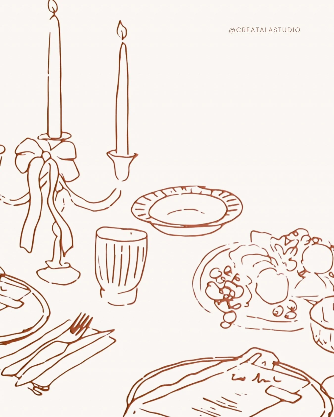 This is how it always begins for us with a sketch. A simple outline of plates, candles, flowers… and then little by little, it transforms into the tablescapes you see on wedding days.
We love watching a drawing turn into an atmosphere filled