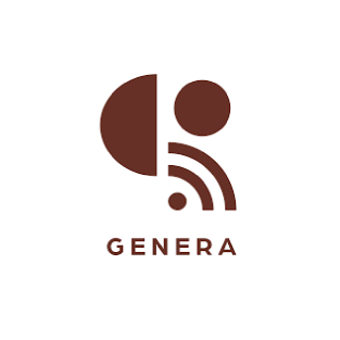 Logotipo da empresa Genera com formas geométricas e texto "GENERA".