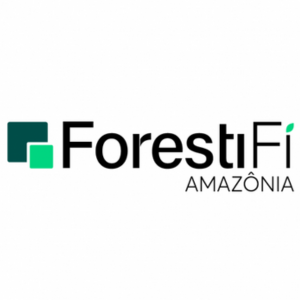 Logotipo com o texto "ForestiFi Amazônia" e ícones verdes.