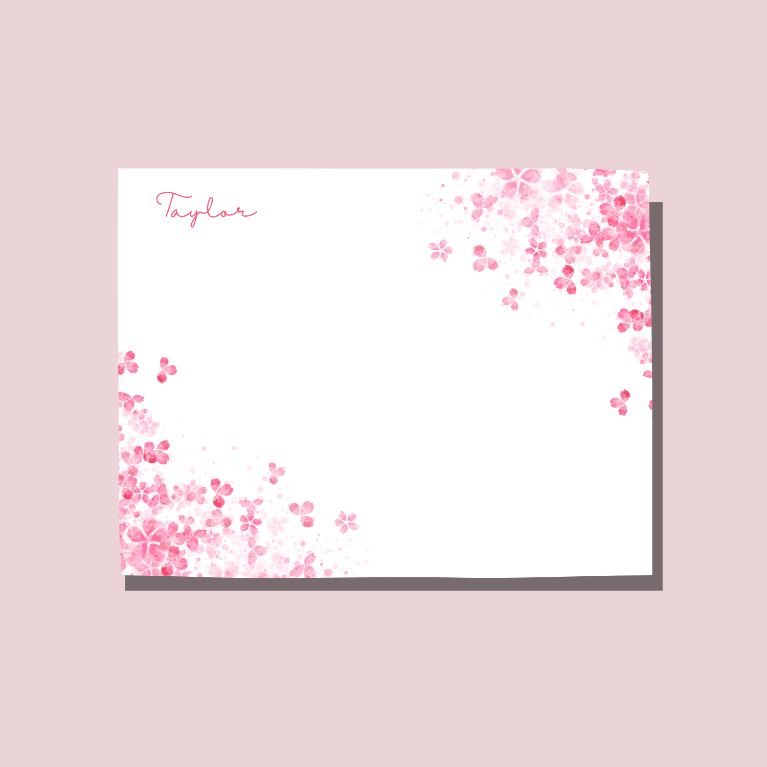 Pink Floral Notecard
