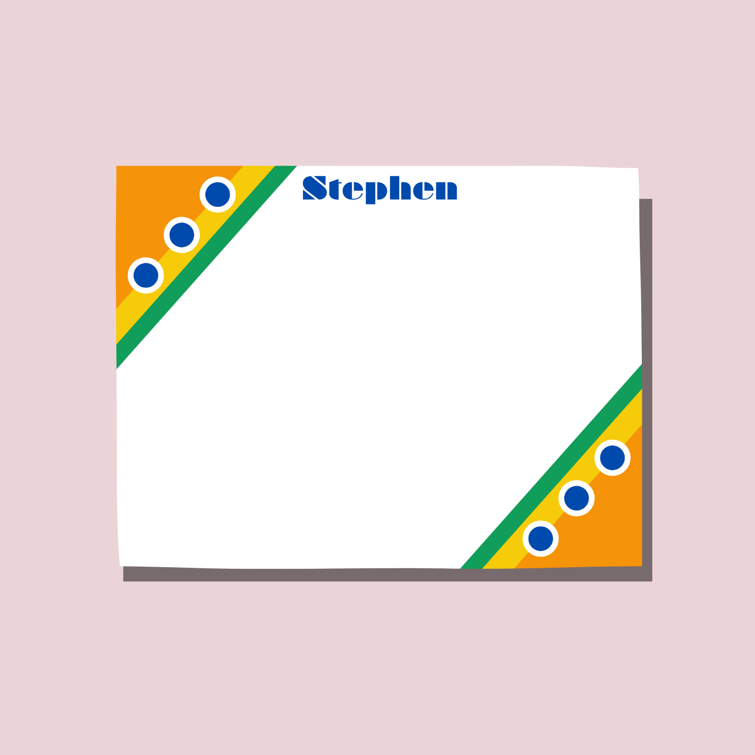 Art Deco Orange/Blue  Notecard