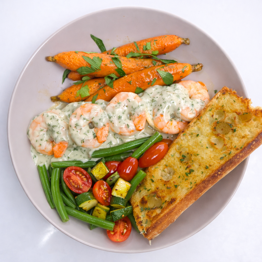 🇫🇷 Crevettes a/ Sauce Crème à L’aneth