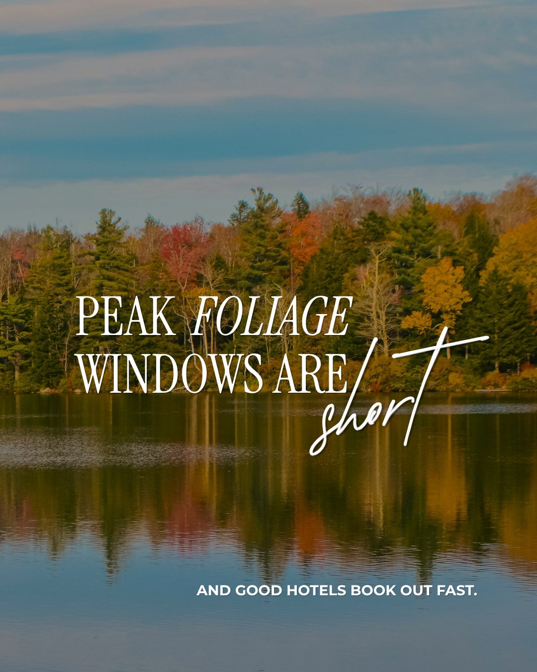 Peak foliage windows are short, and the good hotels in these towns book out fast once people realize the leaves have turned.

If a New England or mountain getaway has been on your list, this is the month to actually lock it in.

A few spots worth cha
