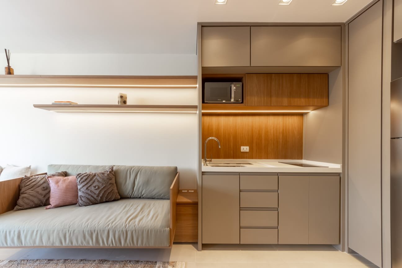 📍ITAIM BIBI | 44 m², 1 suíte, 2 banheiros, 1 vaga, mobiliado, R$ 1.280.000