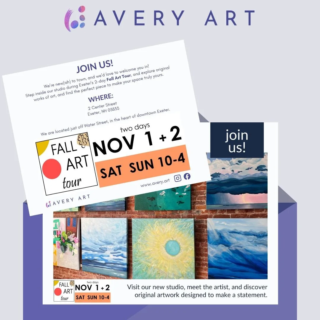 🍂🎨 Exeter Fall Art Tour 🎨🍂

We&rsquo;re so excited to be part of this year&rsquo;s Exeter Fall Art Tour! Stroll through town, enjoy the crisp autumn air, and explore the incredible creativity of local artists across 15 unique locations.

📅 Satur