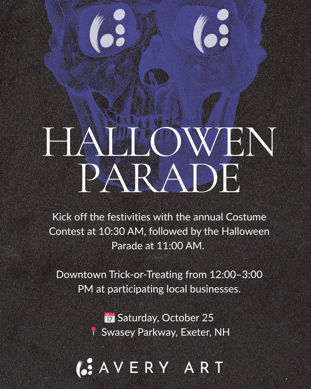🎃👻 Exeter Halloween Celebration 👻🎃

Join Exeter Parks &amp; Recreation and the Exeter community for a day full of Halloween fun!

✨ Start with the annual Costume Contest at 10:30 AM
✨ Followed by the Halloween Parade at 11:00 AM
✨ And don&rsquo;t
