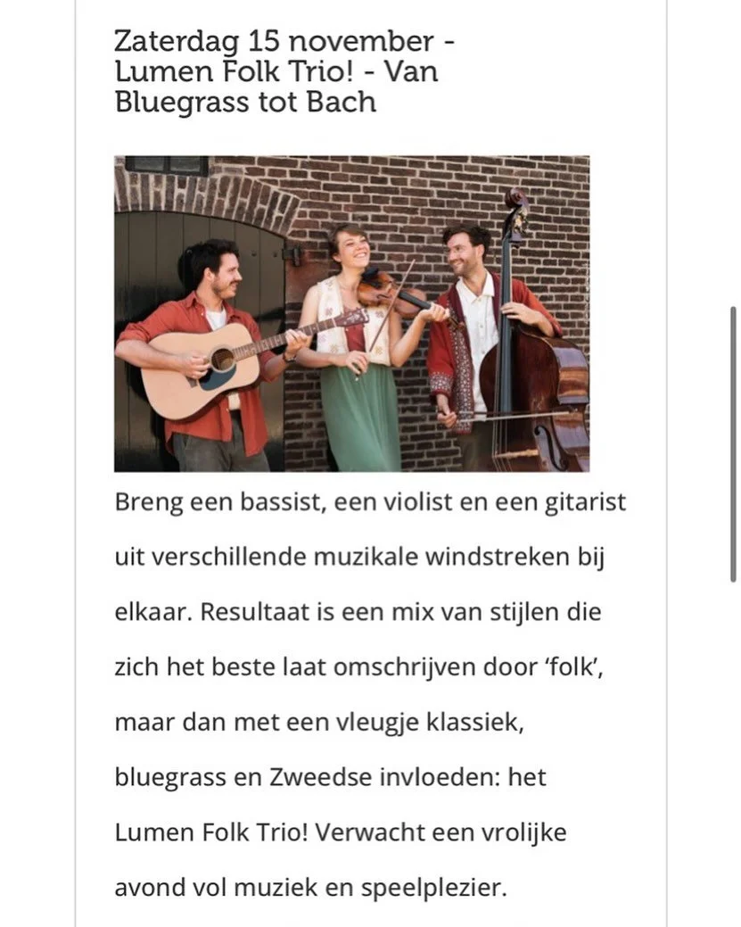 Dear friends! 👯 Soon we&rsquo;ll play our last concert of our fall tour. 🍁 If you&rsquo;ve always wanted to come, come now! 😊 After this one we&rsquo;ll be hibernating for a while 🐻 ☃️ until somewhere next year. 

So Saturday 15th, 20 pm in @dewo
