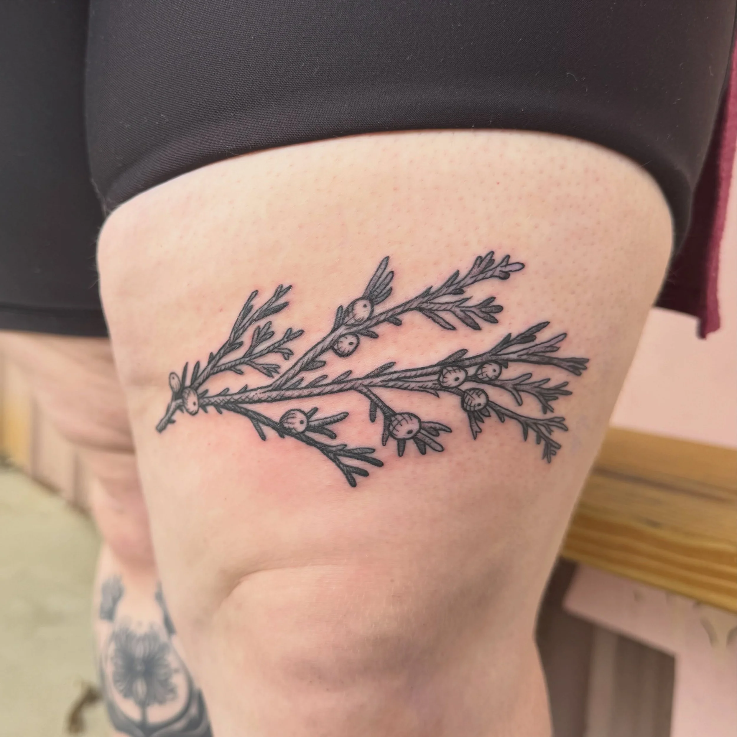 Juniper branch for Manda! 
THANKS FOR ALWAYS COMING BACK✨❤️✨
BOOKS OPEN! dm to book flash or fill out a booking form for something custom. 
😘