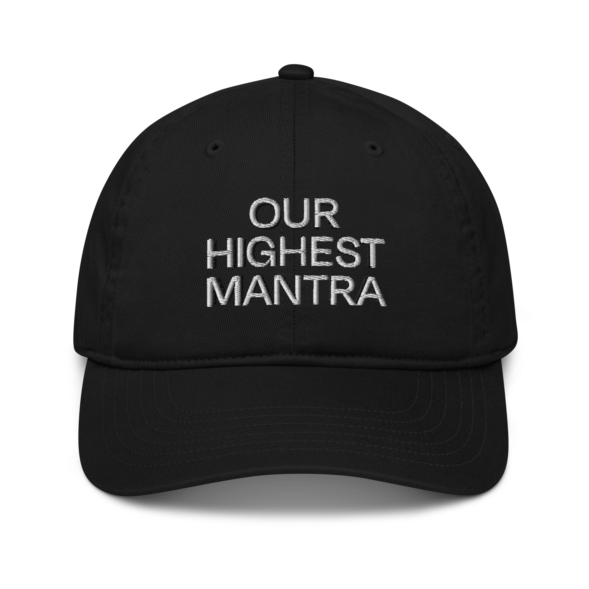OHM Text Stack Dad Hat (Dark Hat / White Logo)