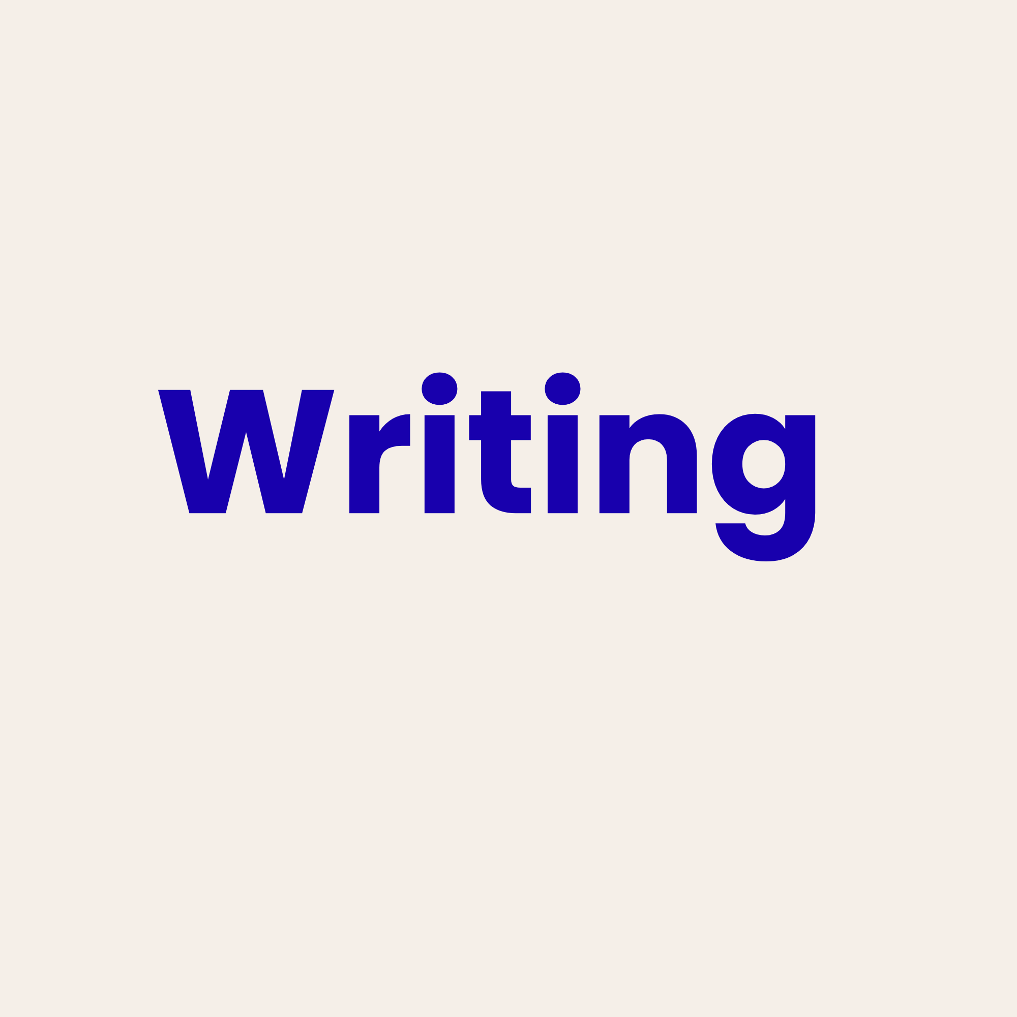 A cream box with 'Writing' written in large dark blue text.