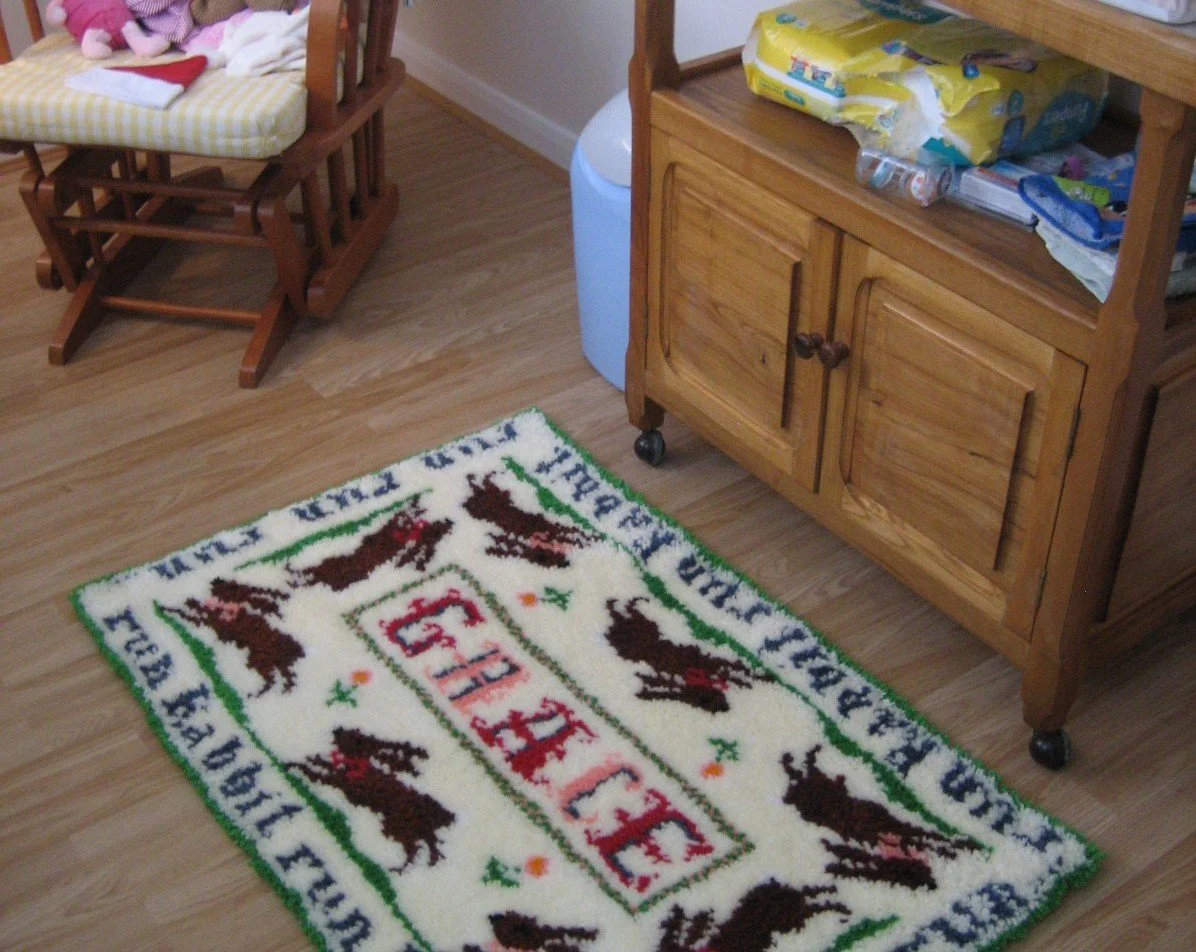 Run Rabbit Run Latch Hook Nursery Rug Kit — Utterly Hooked Designs