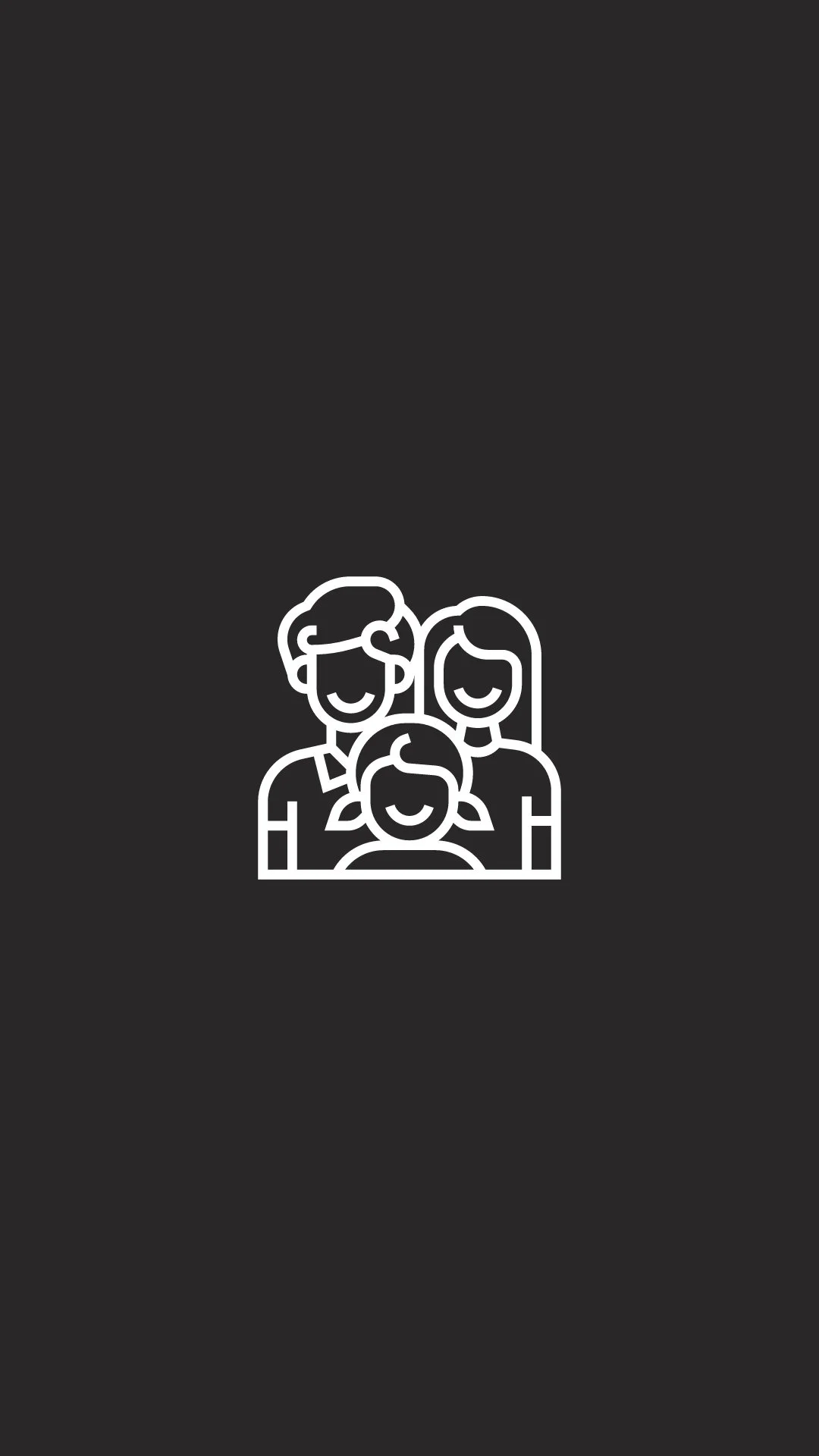 Icon of a family with two adults and a child, all smiling.