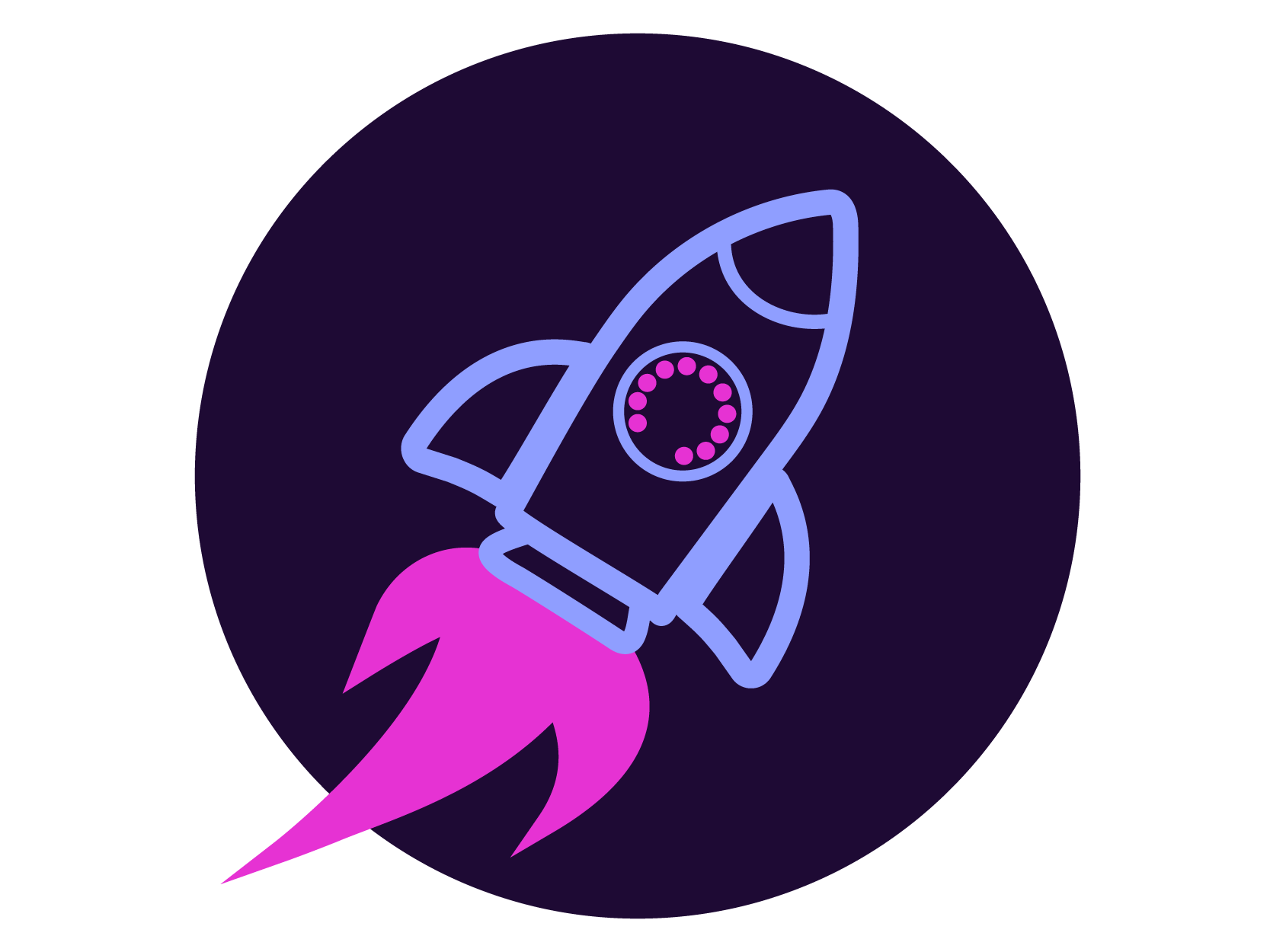 Rocket blasting off—Jobviz logo with Galactic Polymath logo variation in rocket window