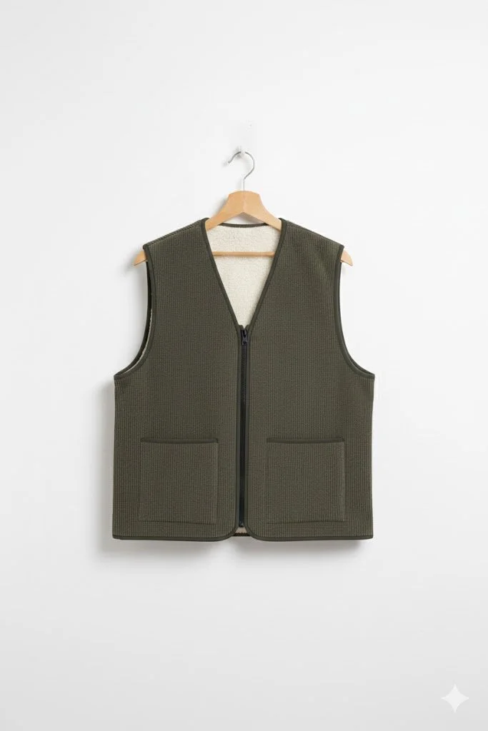 Le Complice - Gilet réversible homme en velours kaki