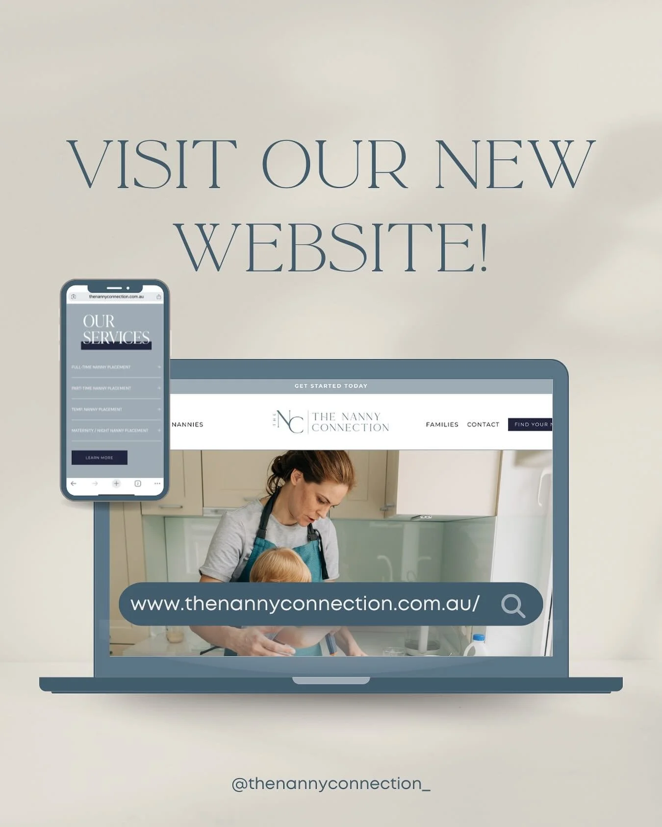 Have you seen our new website? ✨

In case you missed it, we rebranded last month &mdash; and with that came a brand new website! 🎉

It&rsquo;s now easier than ever to:
✔️ Register your family
✔️ Register as a nanny
✔️ Start the placement process to 