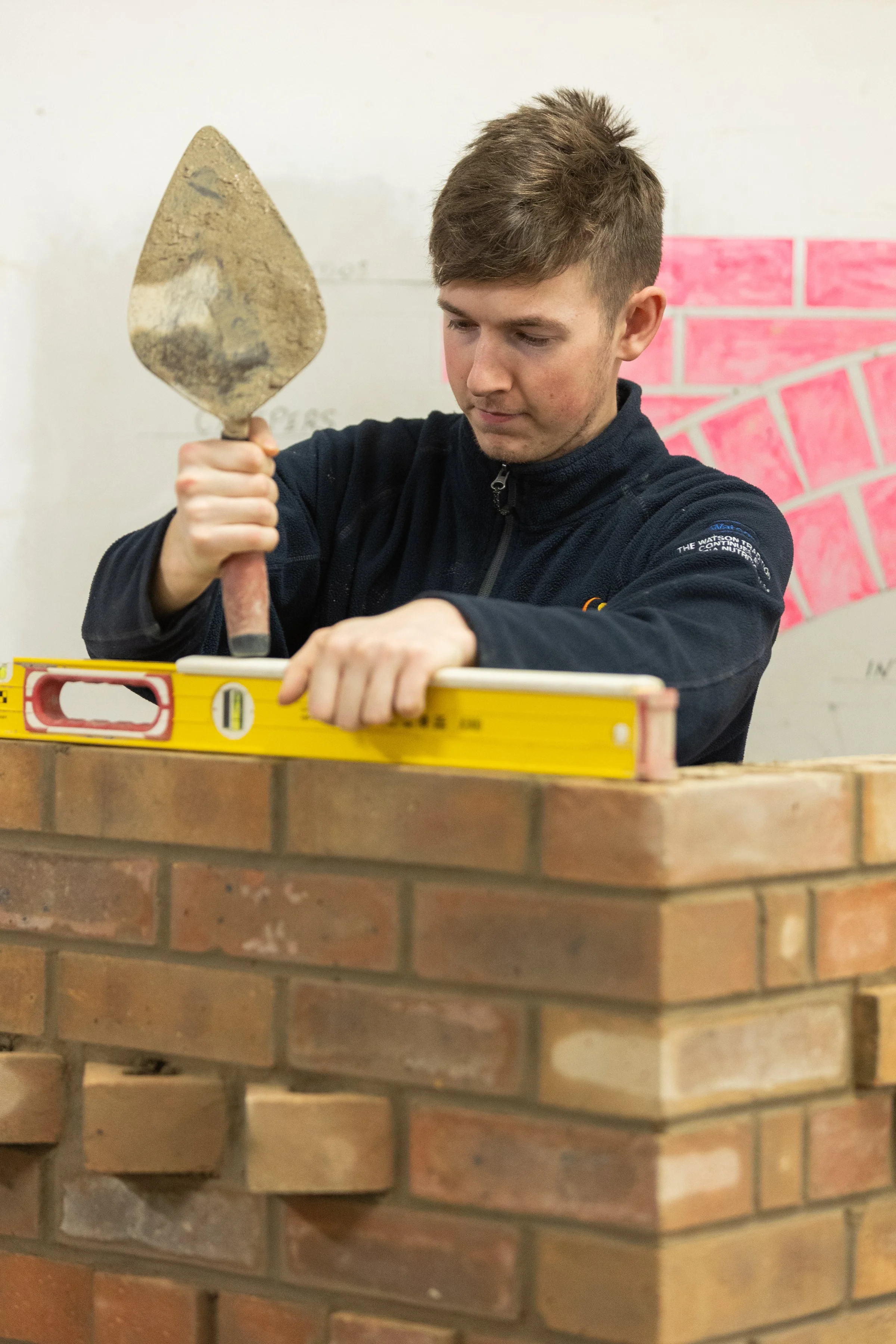 Bricklaying by male student
