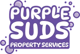 Purple Suds Property Services logo with purple bubbles and white text
