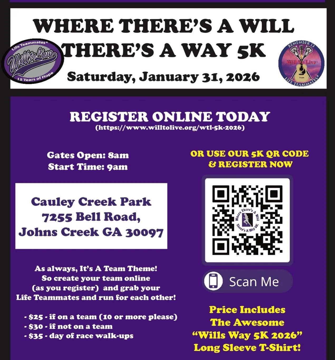 THE 5K IS DEFINITELY ON COME RAIN, SNOW OR COLD!  The gates open at 8AM and the run begins at 9AM  so bundle up baby!