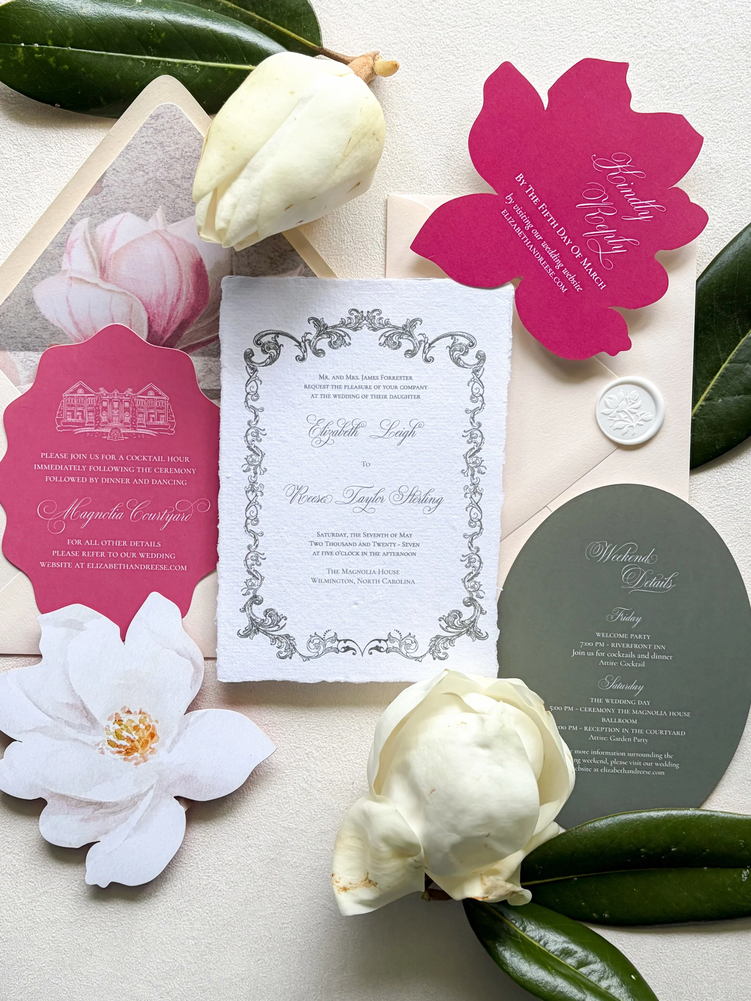I had so much fun creating the Wilmington suite! Inspired by local beauty from the magnolias and live oaks found around the coastal town, I wanted to tie it together in a suite that could accommodate any destination wedding 💍 

If you&rsquo;re inter