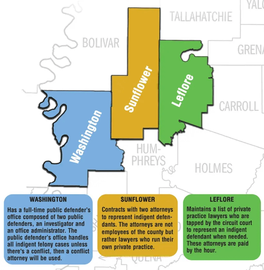 Mississippi public defender system varies widely by county, court plans show