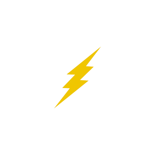 Yellow lightning bolt icon in the center against a black textured background.