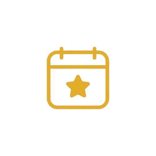 A digital icon of a calendar with a star on it, representing an event or special date.