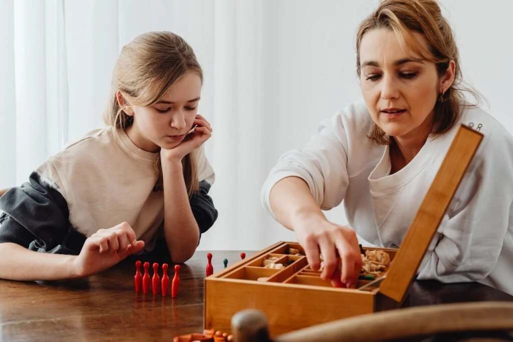 Children developing interpersonal skills through play and conversation