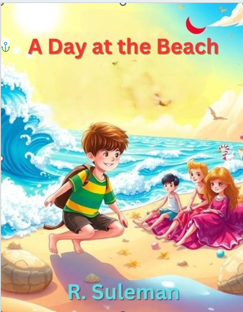Book cover of A Day at the Beach, a children’s picture book by R. Suleman