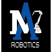 Logo with large letter M and A, featuring a robotic arm, and the word "Robotics" below on a black background.