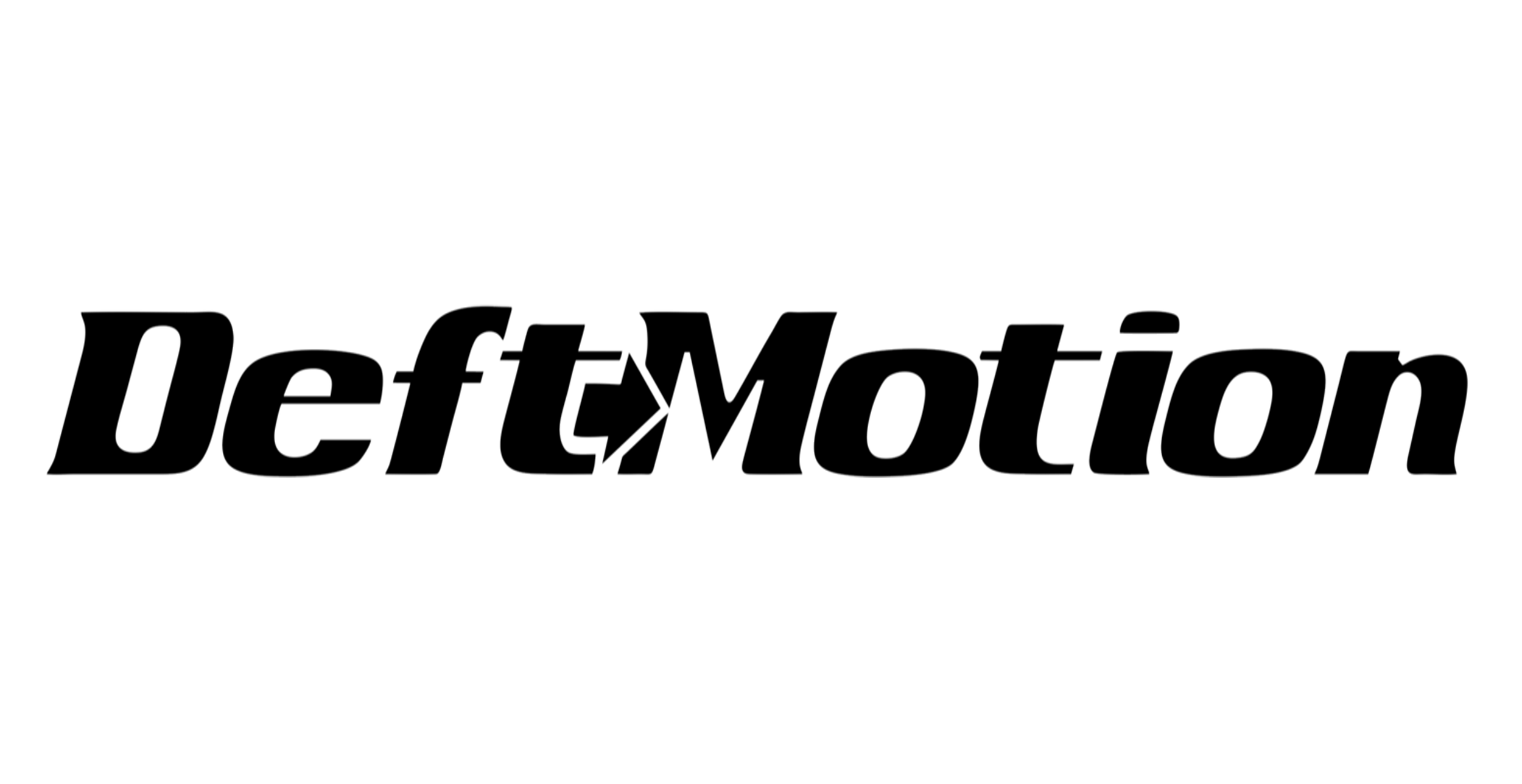 Deft Motion logo with stylized text and red arrow