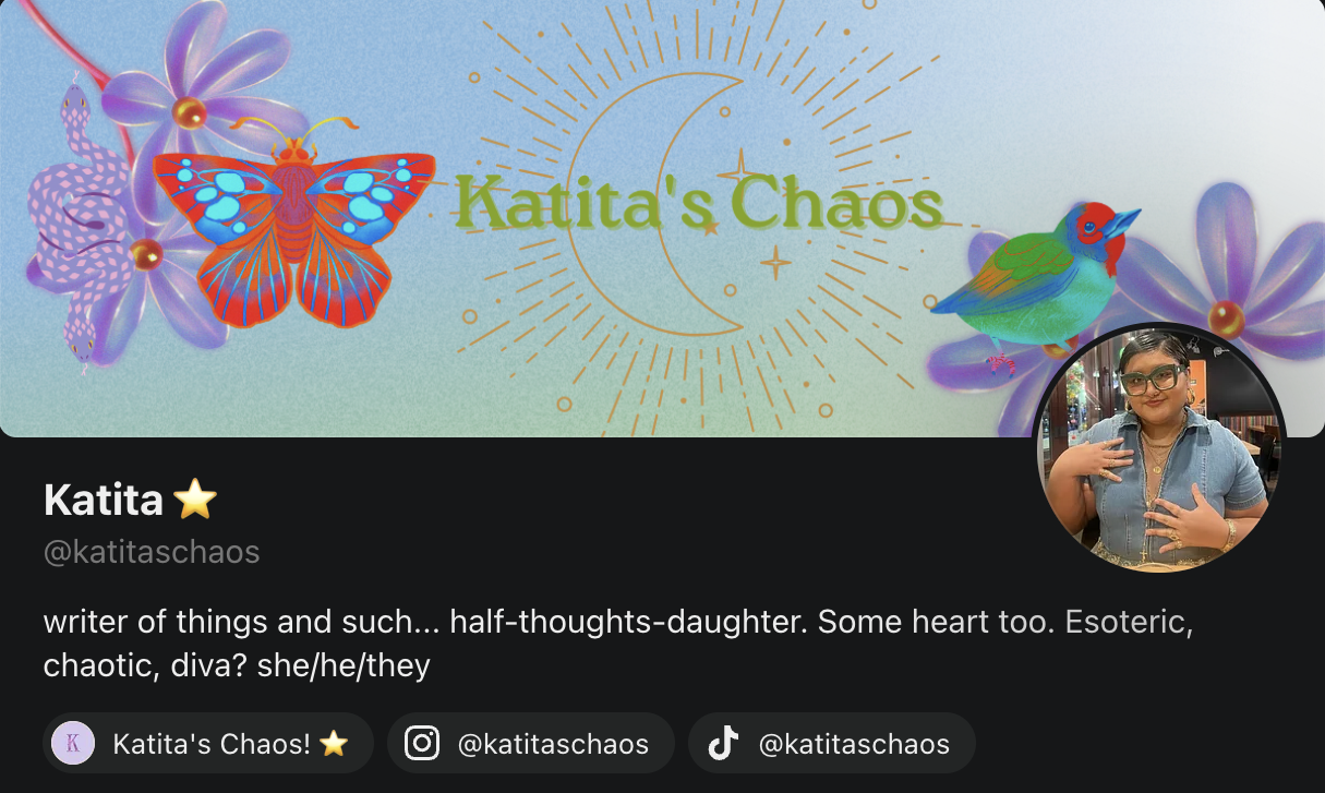 profile screenshot of substack account: KATITA'S CHAOS.
