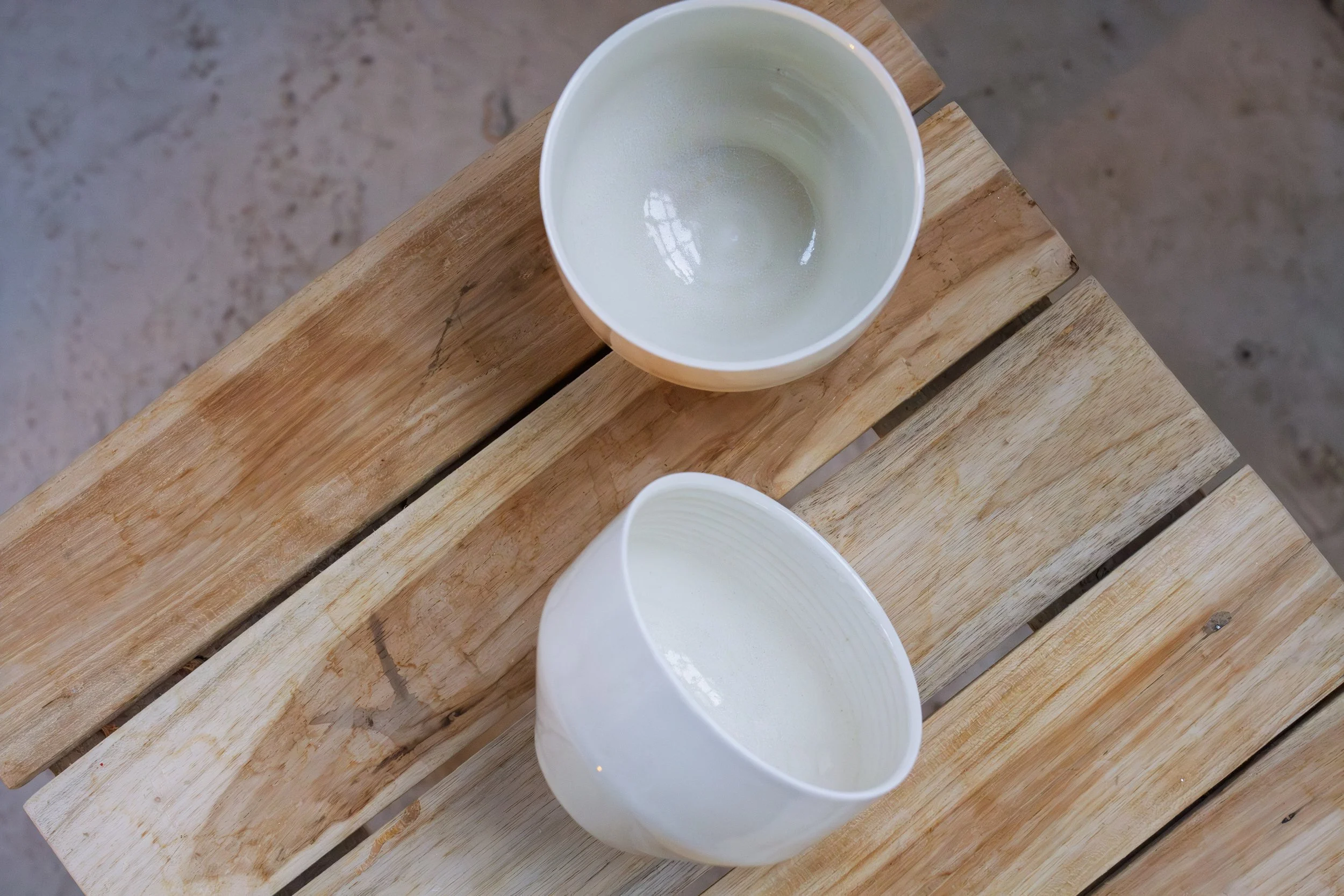 handmade porcelain coffee cup in pearl glaze
