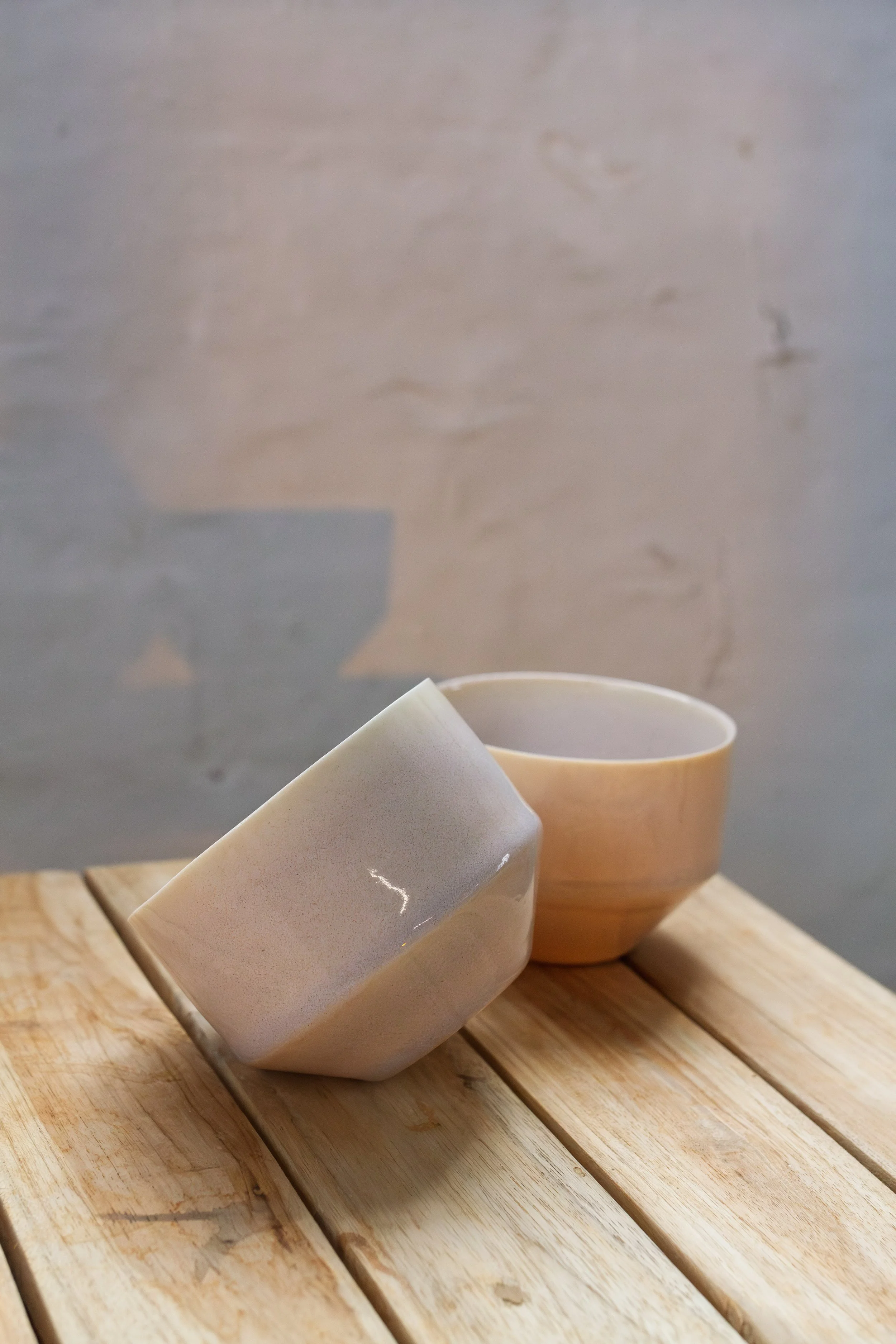 handmade porcelain coffee cup in lilac glaze