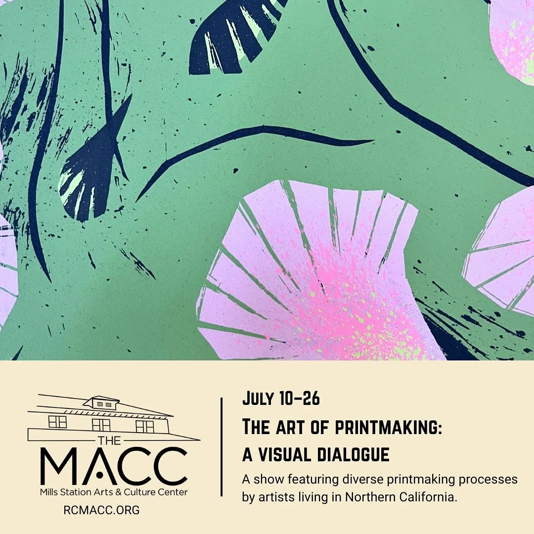 💫You're invited to the opening of Printmaking: A Visual Dialogue on Friday, July 11 from 5:30-7:30pm. 
📍Location: 10191 Mills Station Road, Sacramento CA 95827
🌸This is a group show, and 3 of my newest prints are included. Come see them in perso