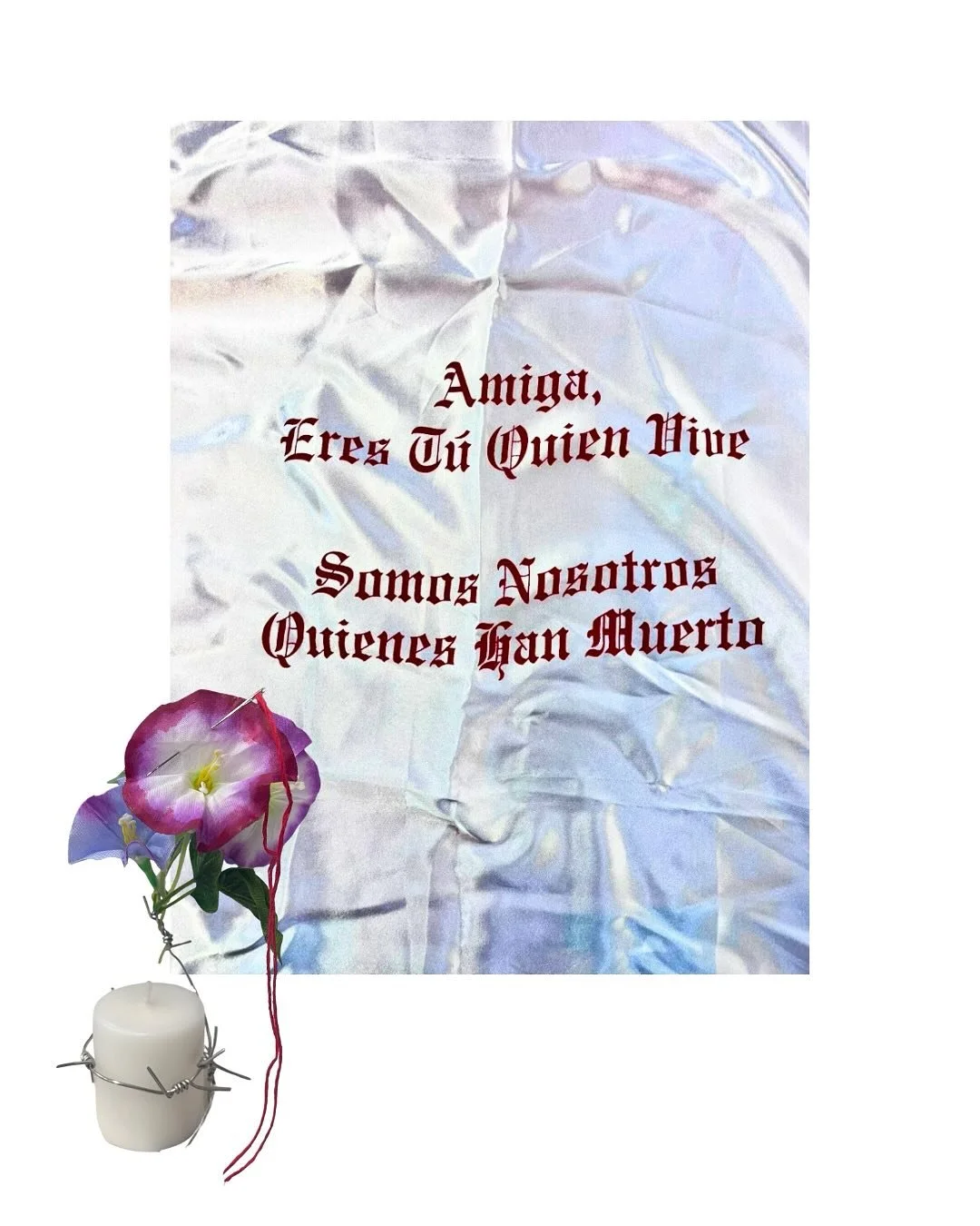 💔Amiga, Eres T&uacute; Quien Vive &bull; Somos Nosotros Quienes Han Muerto 🩸Altar for Eva 💛

Silkscreen on paper, Satin. Mixed media 🙏