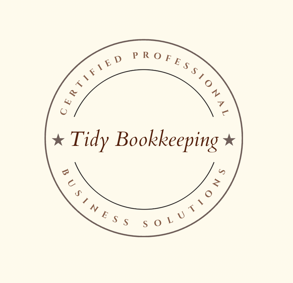 A circular logo with the text "Certified Professional Business Solutions" around the perimeter and "Tidy Bookkeeping" in the center.