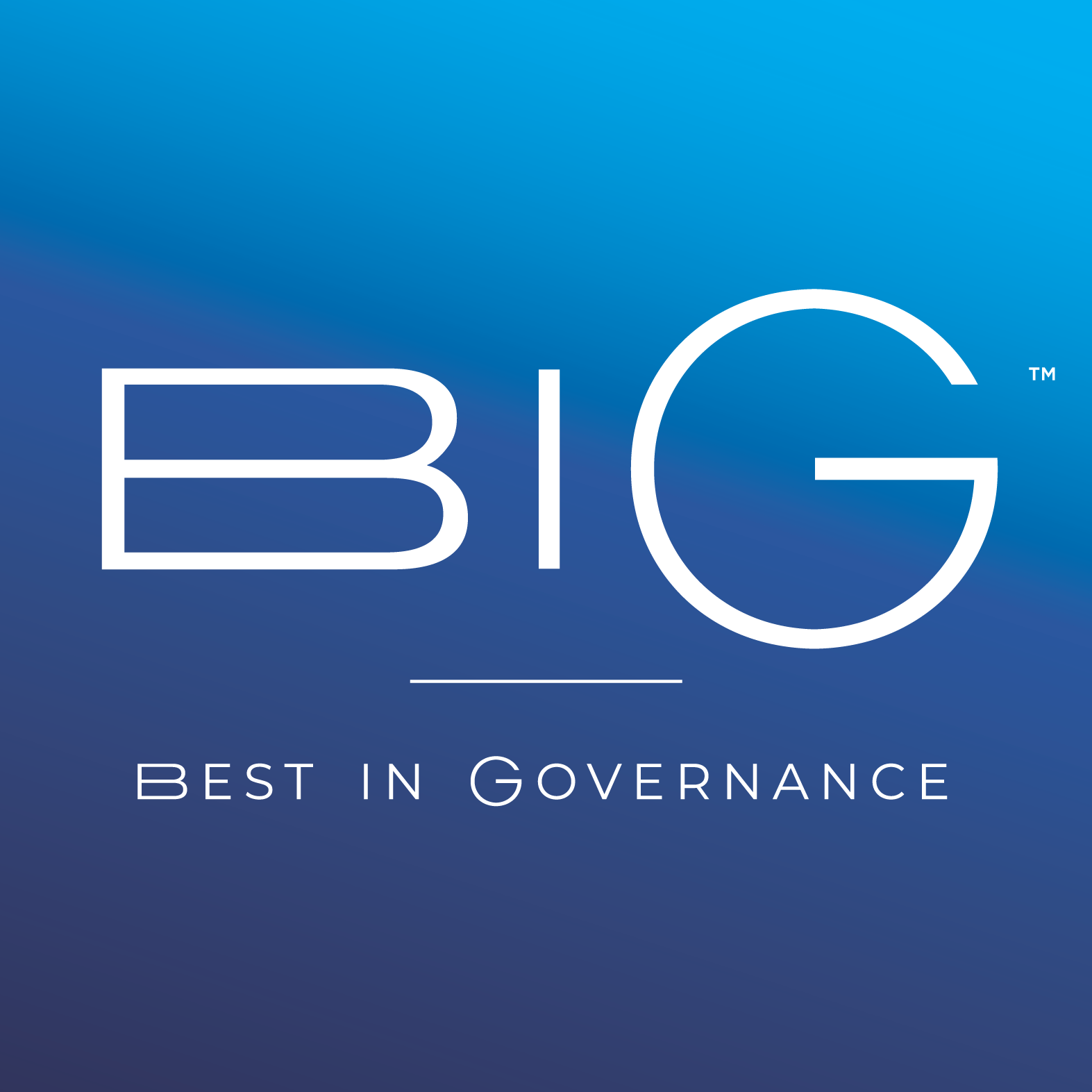 Big logo with the slogan "Best in Governance" on a blue gradient background.