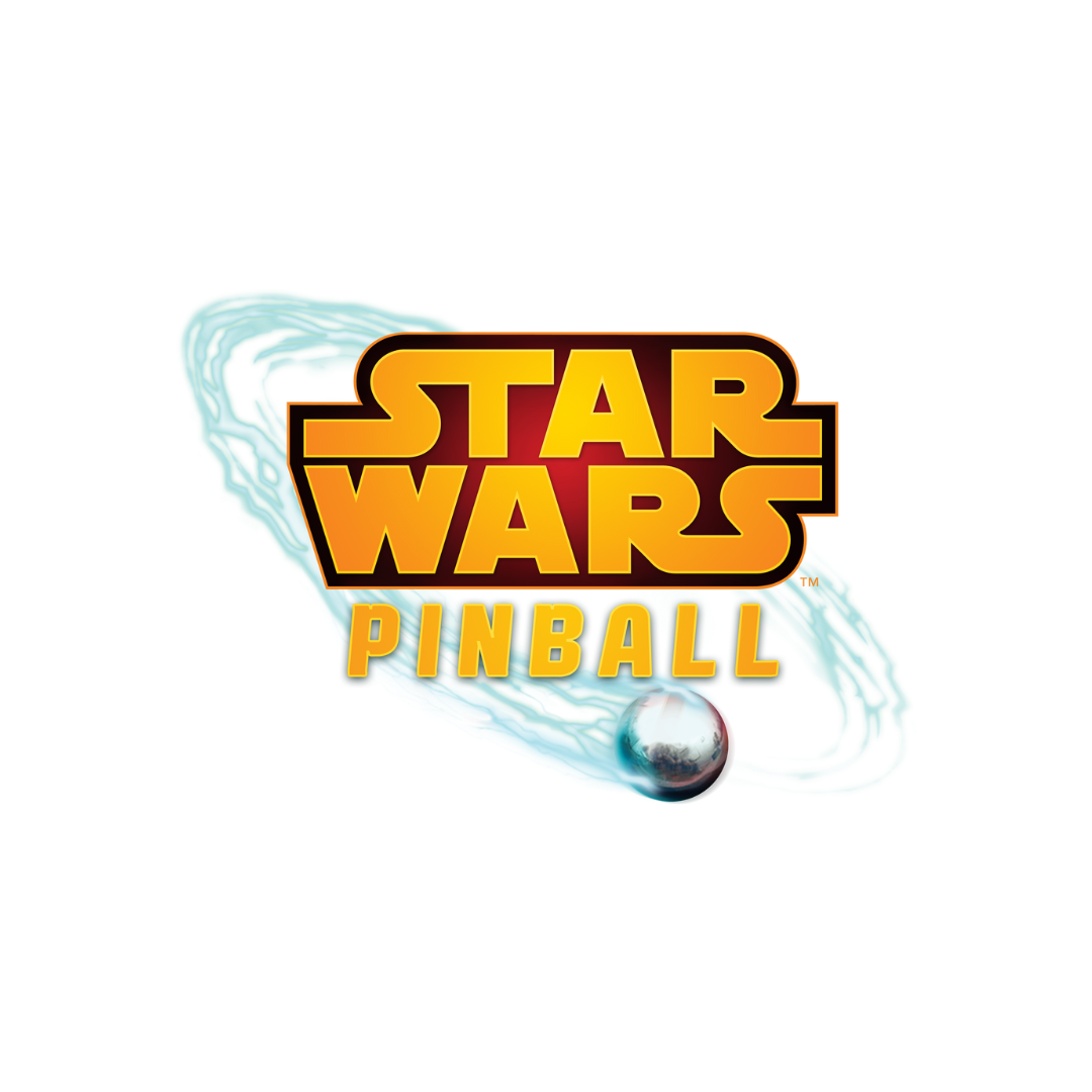 Star Wars Pinball logo with swirling blue energy and silver pinball