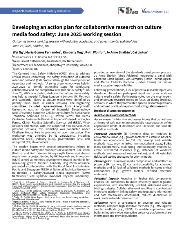 UK Workshop 2025 Summary: Developing an action plan for collaborative research on culture media food safety: