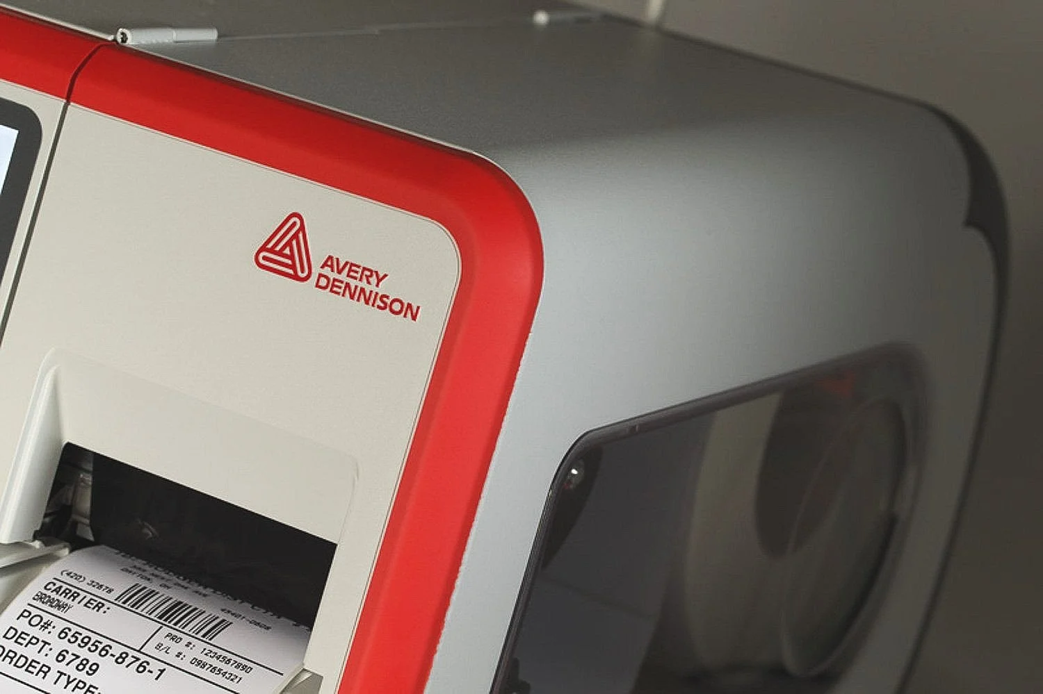Avery Dennison label printer with barcode label.