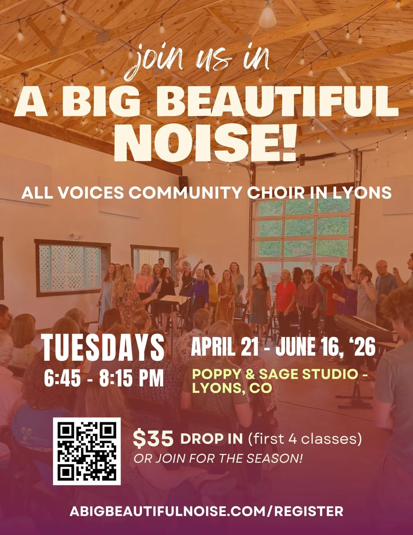 Enrollment for spring season is open!! 🎶🌸 Join us this season for another round of music making, soul connecting, and making an impact in our communities with group singing. 

Our summer concert at the @lyonsfarmette on Mon June 22 is sure to be EP