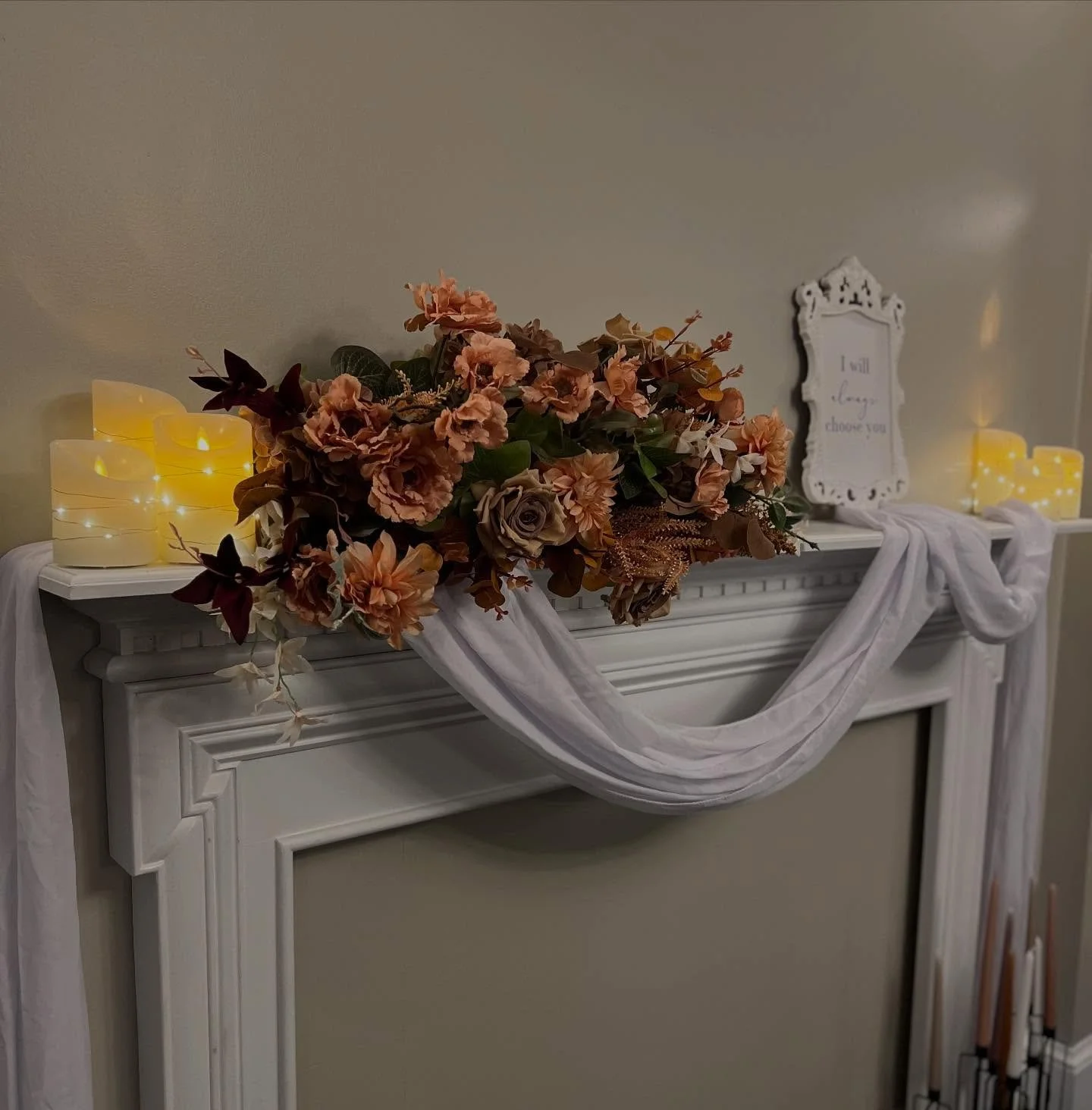 No arch? No problem.

Our backup ceremony space features a mantle you can decorate to match your vision ✨