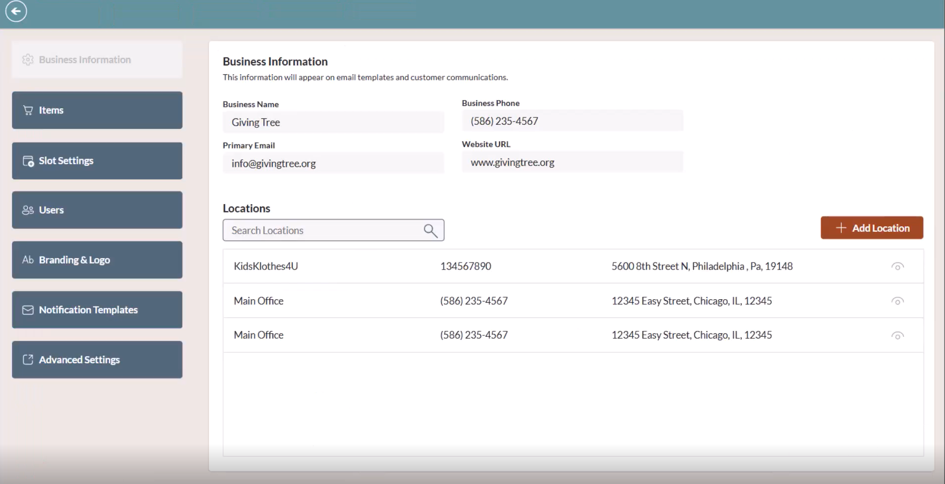 Add Business Information