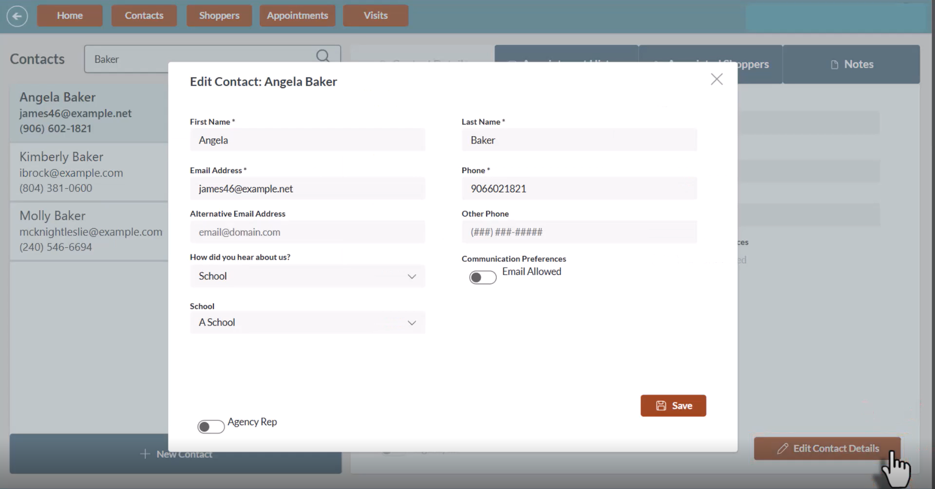 Updating of Contact Information