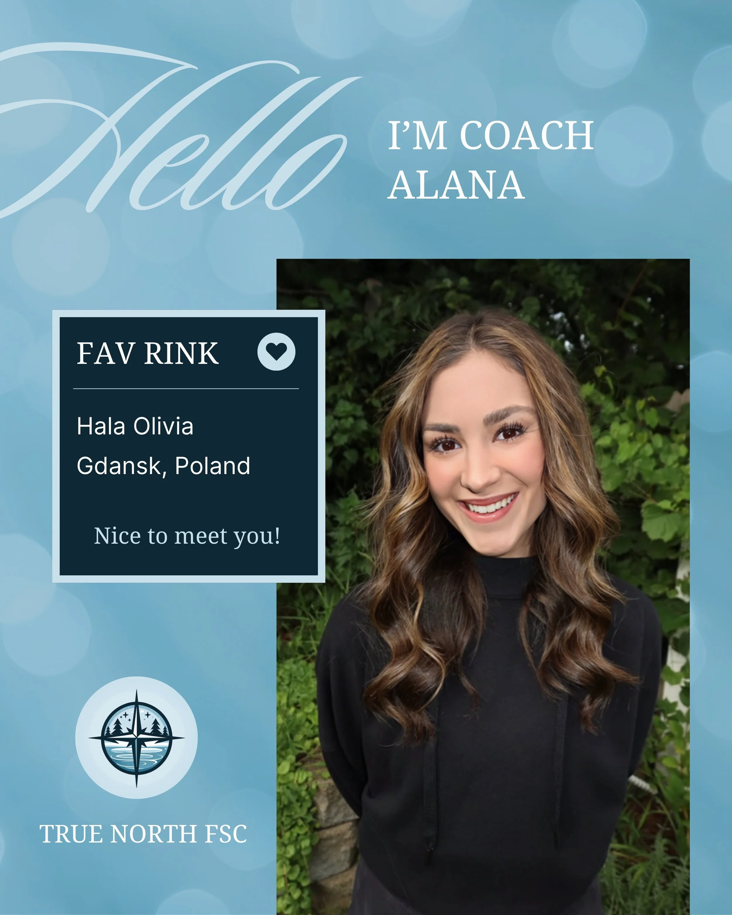 ✨ MEET OUR COACHES ✨

From early morning ice to favorite coffee orders, get to know the personalities behind the rink! ⛸️💖

Coach Alana
🎡 MN Summer Favorite - State Fair
🍯 Go-To Rink Drink - Honey Citrus Mint Tea from Starbucks
🍝 Favorite Dinner 