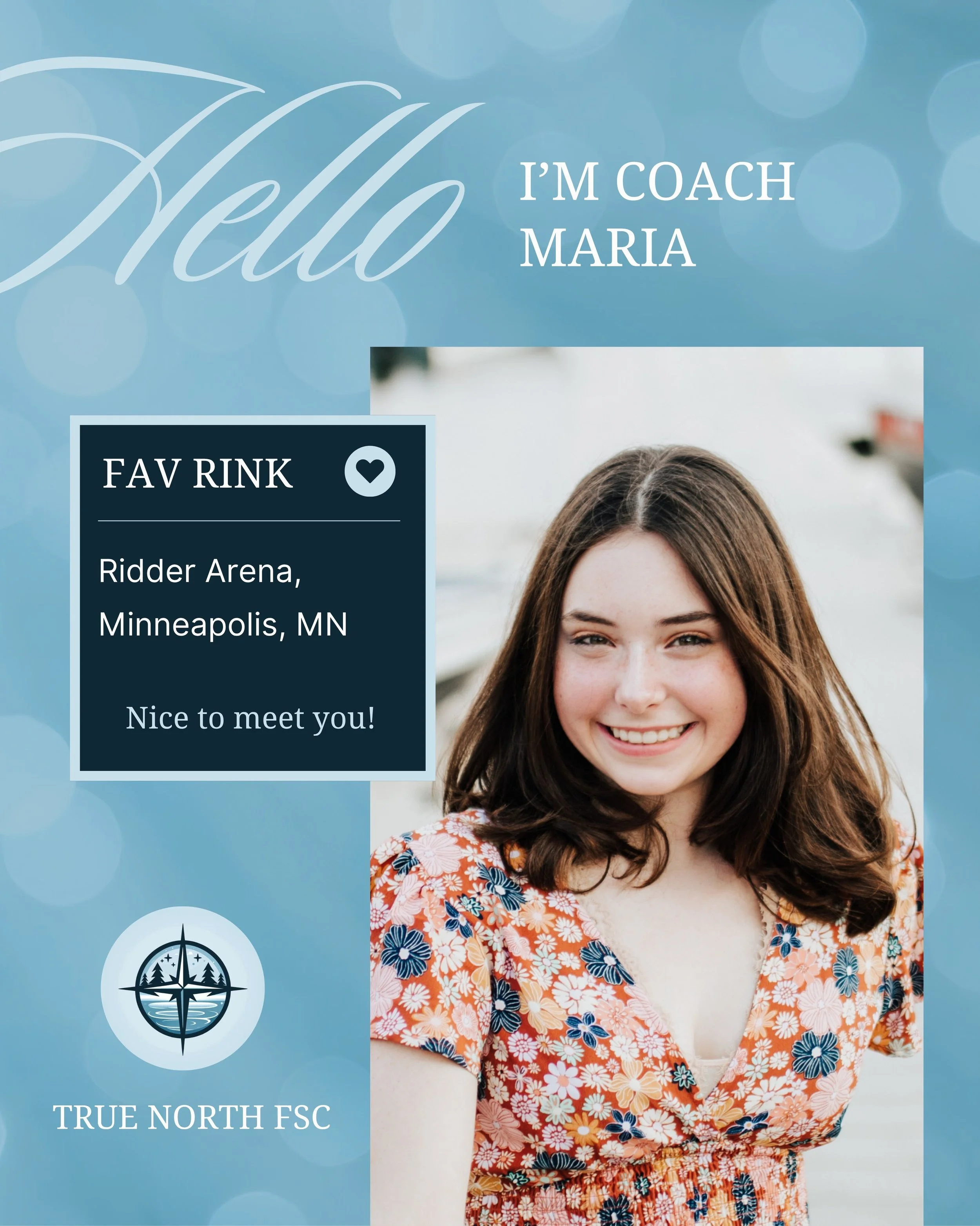 ✨ MEET OUR COACHES ✨

From Minnesota favorites to morning ice sessions, get to know the personalities behind the ice ⛸️💖

Coach Maria
🎡 MN Summer Favorite - The Minnesota State Fair
🥤 Go-To Rink Drink - Diet Coke
🍰 Favorite Dinner Spot - The Chee