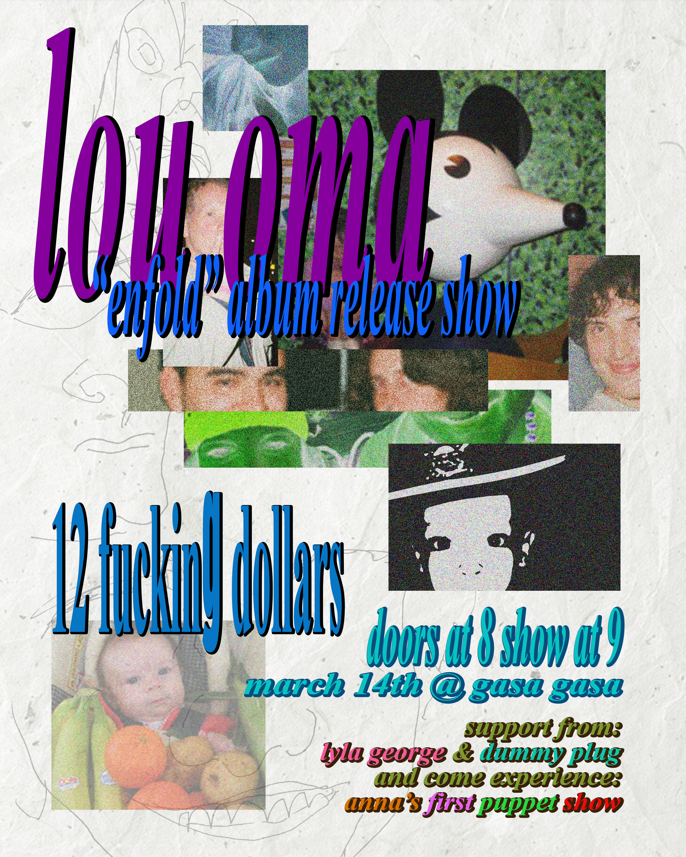 Lou Oma Album Release show with Lyla George, Dummy Plug, and Anna's First Puppet show