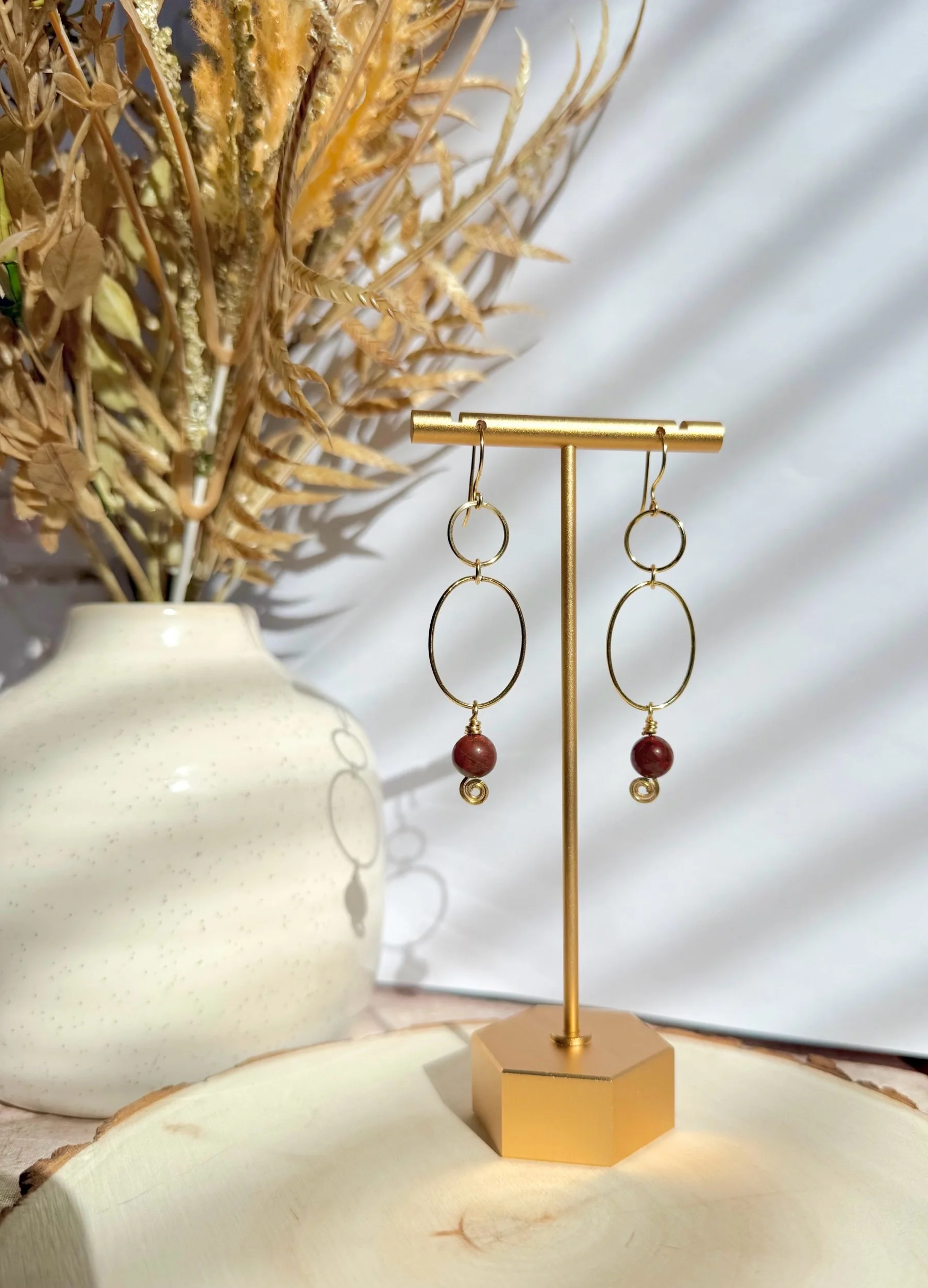 Bloodstone Double Hoop Earrings