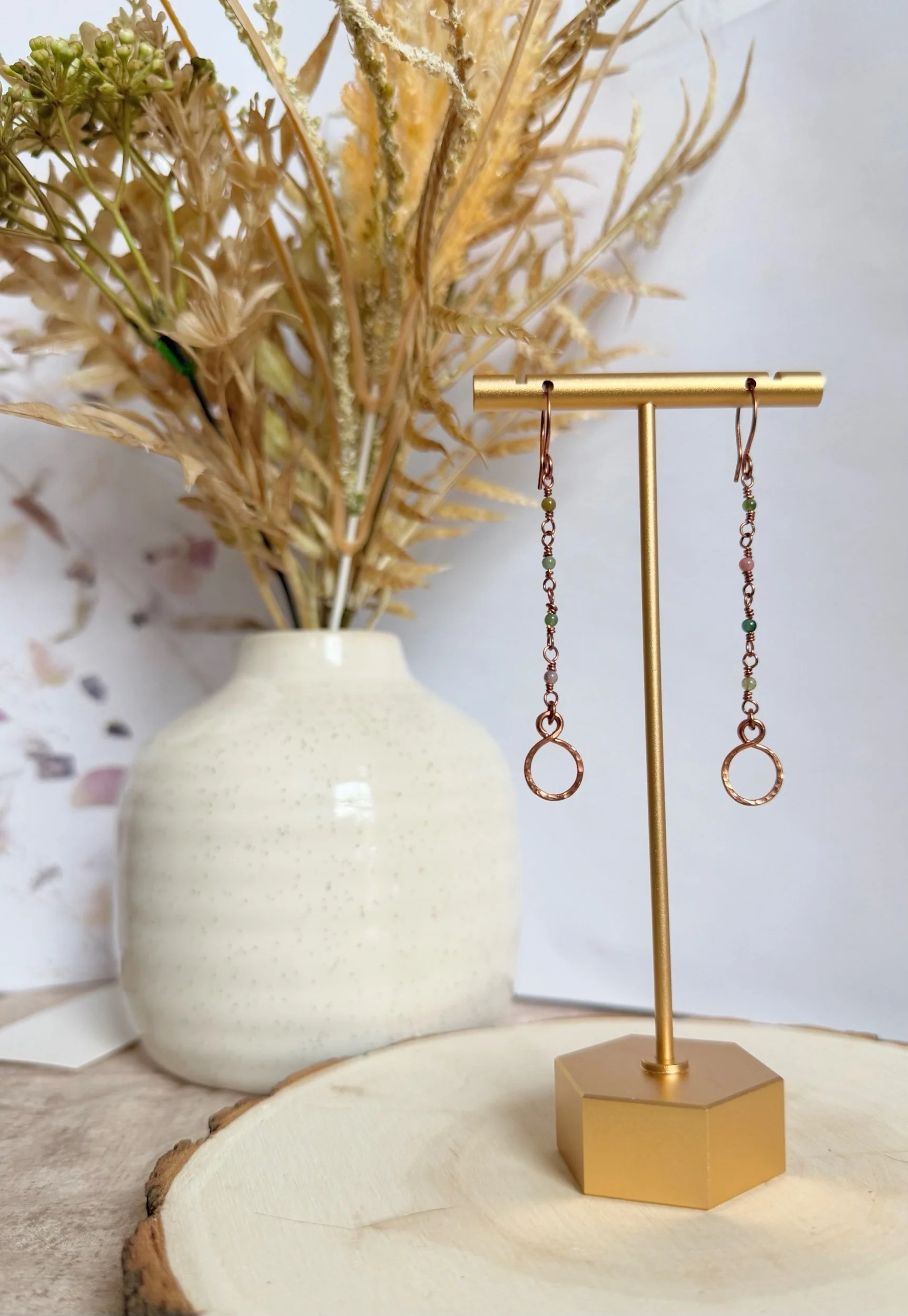 Gemstone Chain Drop Earrings